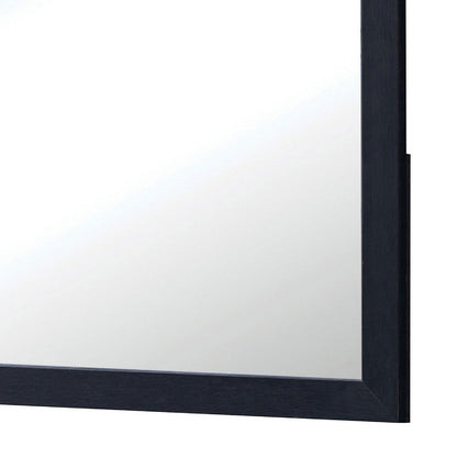 Dex Rectangular Dresser Mirror, Non-Beveled Glass, Black Wood-Melamine