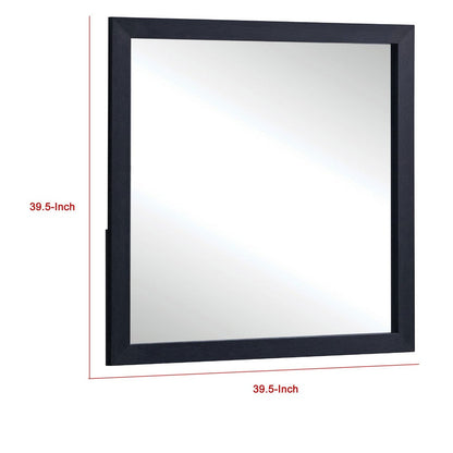 Dex Rectangular Dresser Mirror, Non-Beveled Glass, Black Wood-Melamine