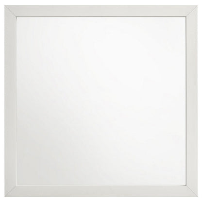 Dex Rectangular Dresser Mirror, Non-Beveled Glass, White Wood-Melamine