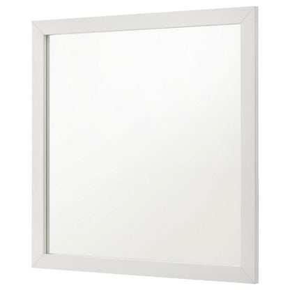 Dex Rectangular Dresser Mirror, Non-Beveled Glass, White Wood-Melamine