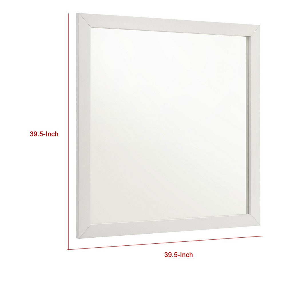 Dex Rectangular Dresser Mirror, Non-Beveled Glass, White Wood-Melamine