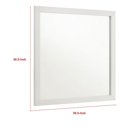 Dex Rectangular Dresser Mirror, Non-Beveled Glass, White Wood-Melamine