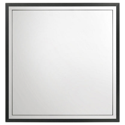 Jenny Square Dresser Mirror, Polished Chrome Trim, Black Wood-Melamine