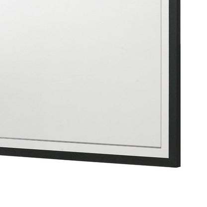 Jenny Square Dresser Mirror, Polished Chrome Trim, Black Wood-Melamine