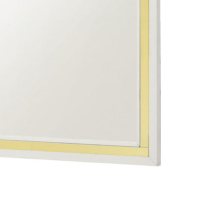 Jenny Square Dresser Mirror, Polished Golden Trim, White Wood-Melamine