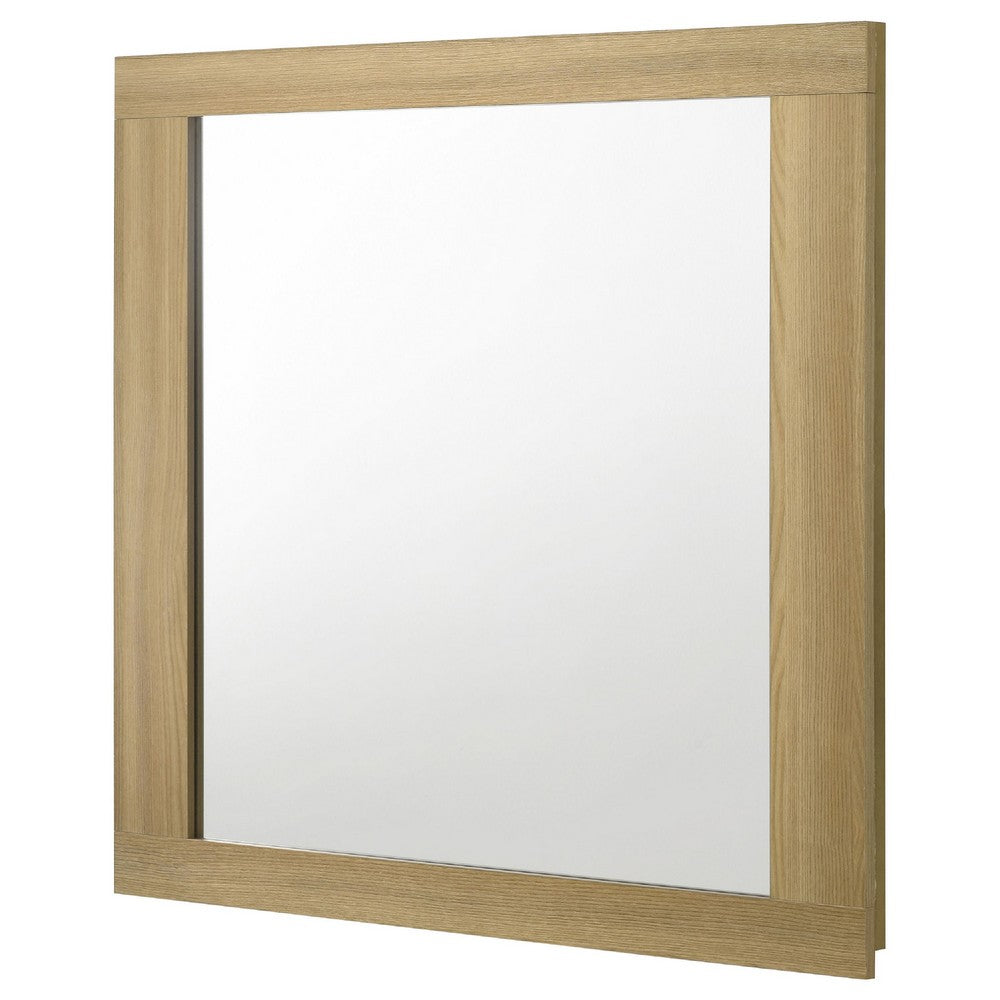Hyle Rectangular Dresser Mirror, Italian-Inspired Design, Brown Wood