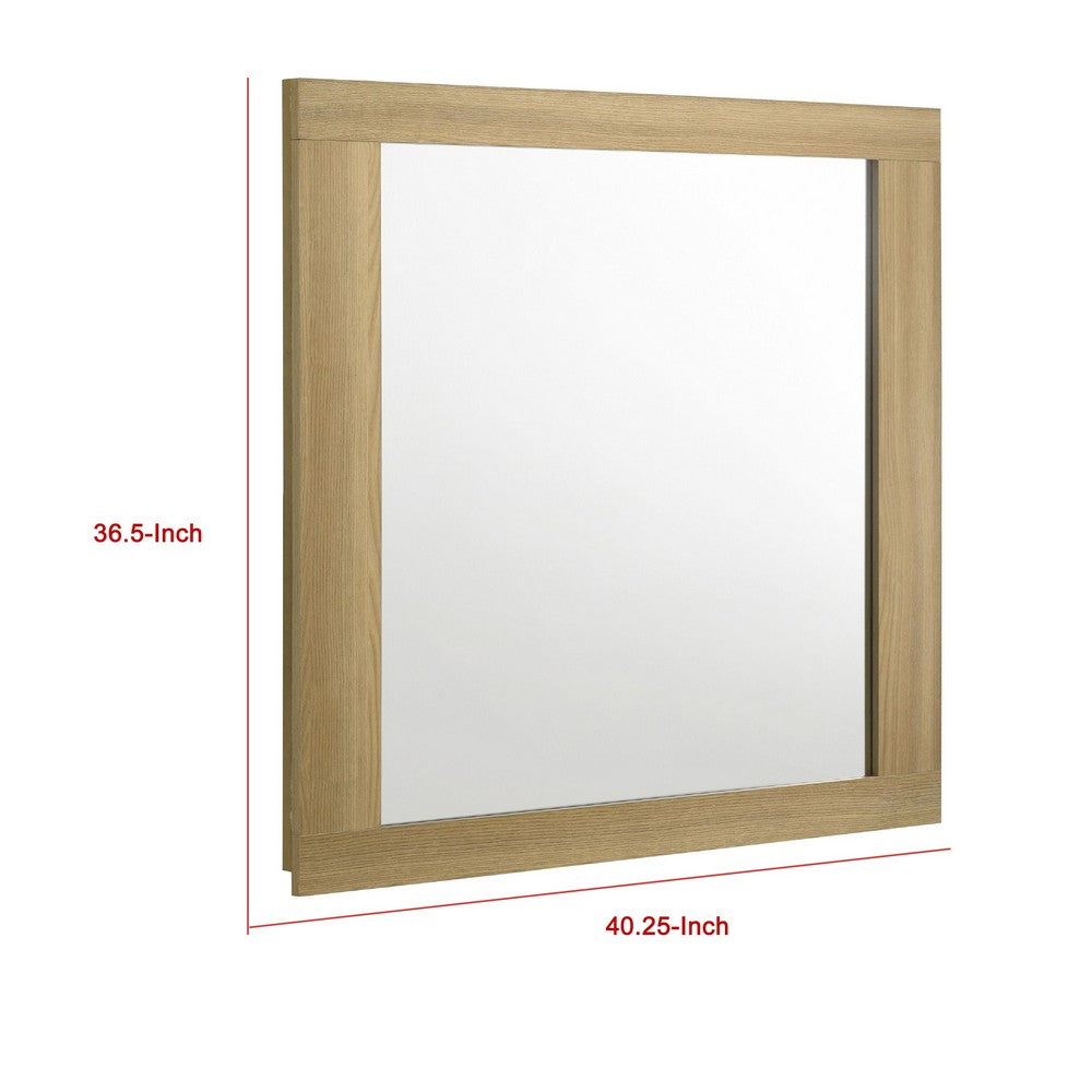 Hyle Rectangular Dresser Mirror, Italian-Inspired Design, Brown Wood