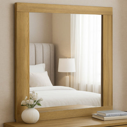 Hyle Rectangular Dresser Mirror, Italian-Inspired Design, Brown Wood