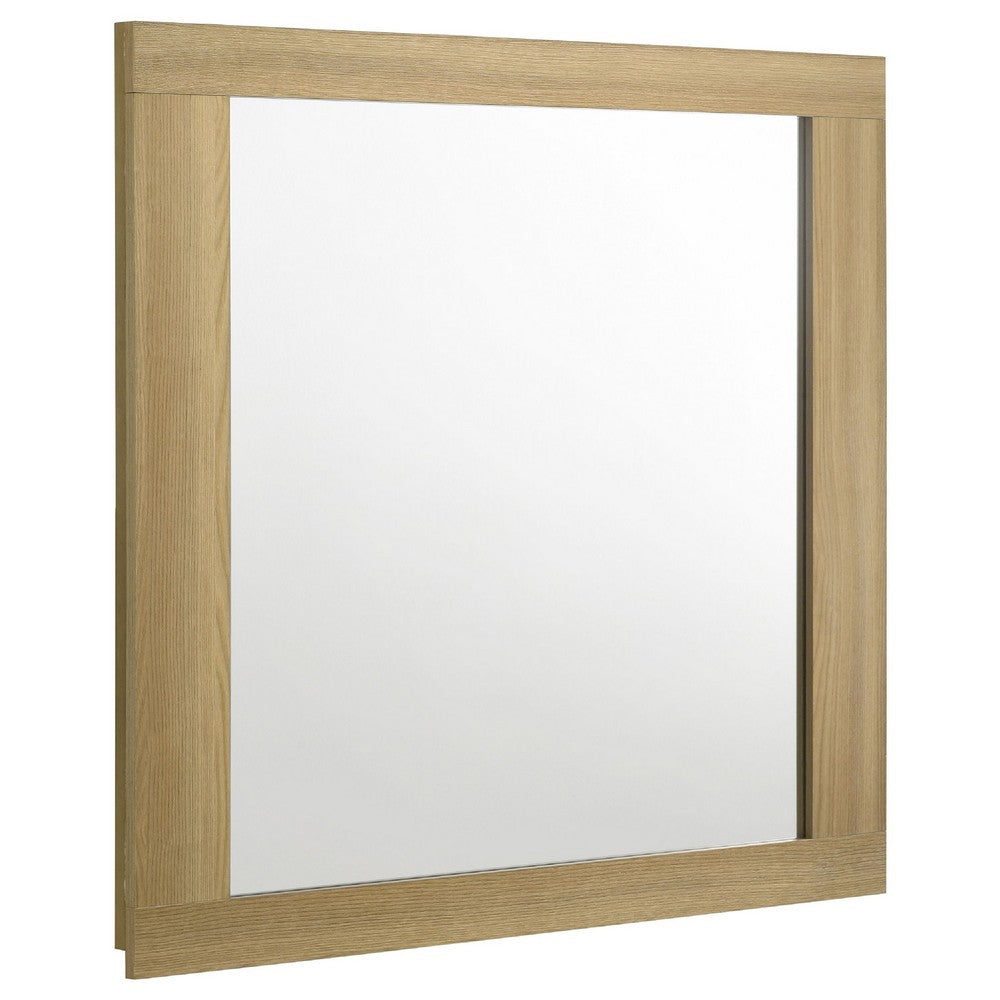 Hyle Rectangular Dresser Mirror, Italian-Inspired Design, Brown Wood