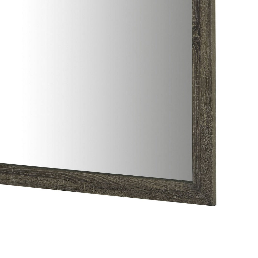 Reay Rectangular Dresser Mirror, Flat Glass Design, Oak Brown Wood