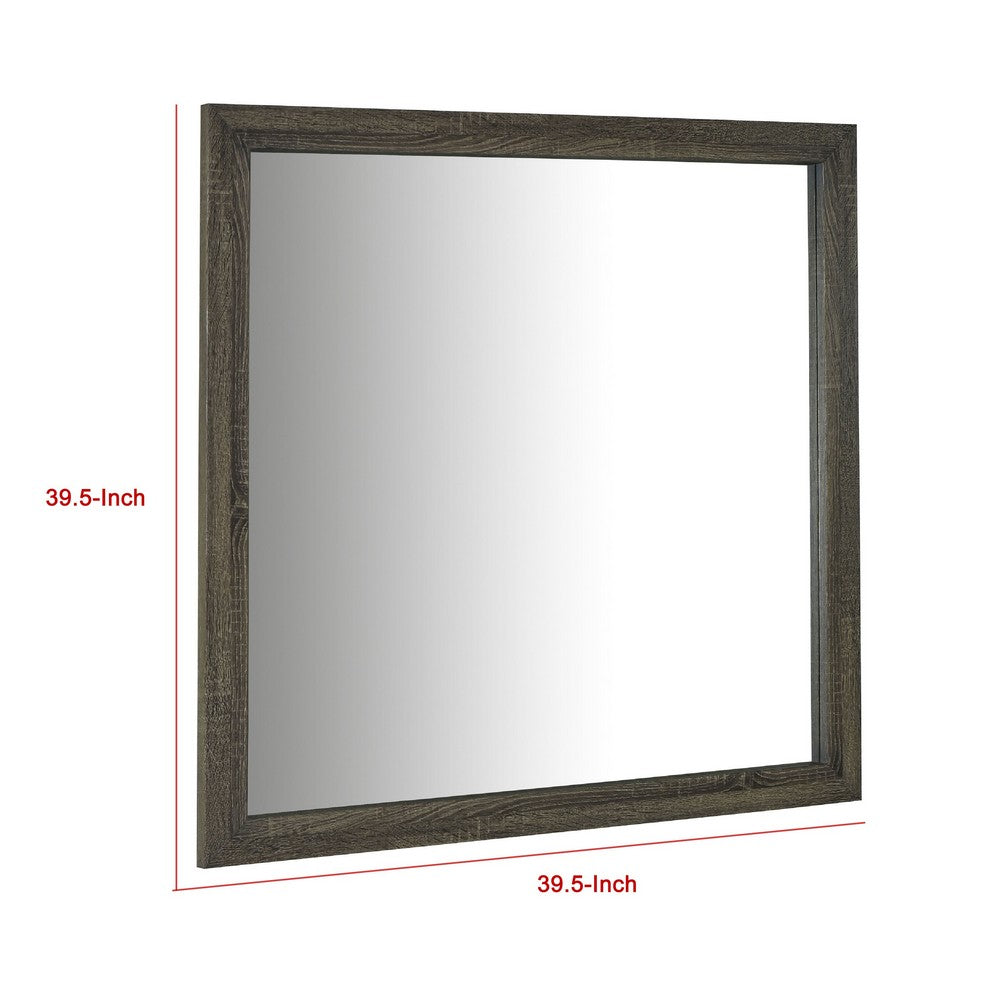 Reay Rectangular Dresser Mirror, Flat Glass Design, Oak Brown Wood