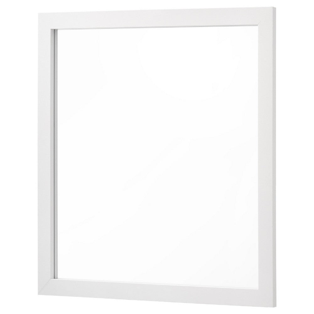 Dle Rectangular Dresser Mirror, Flush Frame, Flat Glass, White Wood