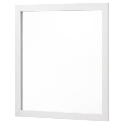 Dle Rectangular Dresser Mirror, Flush Frame, Flat Glass, White Wood