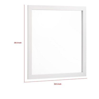 Dle Rectangular Dresser Mirror, Flush Frame, Flat Glass, White Wood