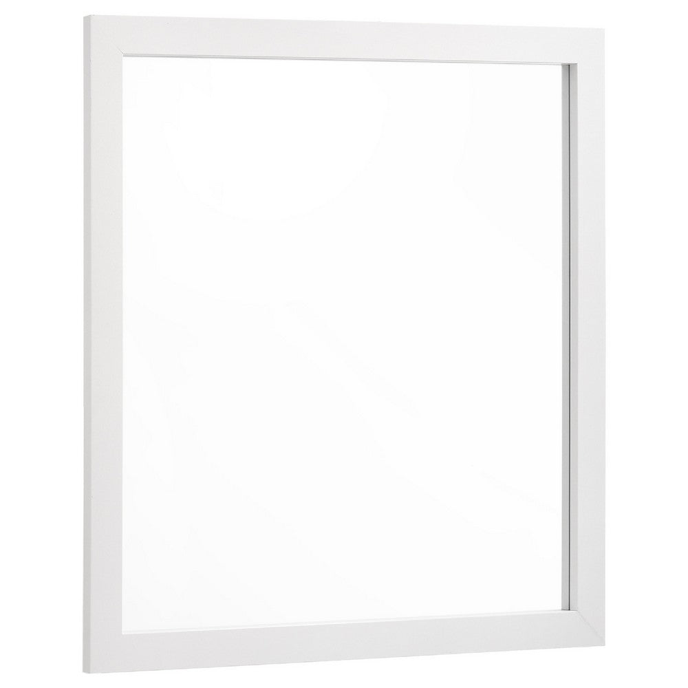 Dle Rectangular Dresser Mirror, Flush Frame, Flat Glass, White Wood