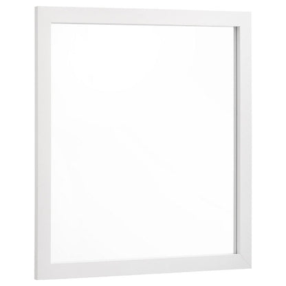 Dle Rectangular Dresser Mirror, Flush Frame, Flat Glass, White Wood