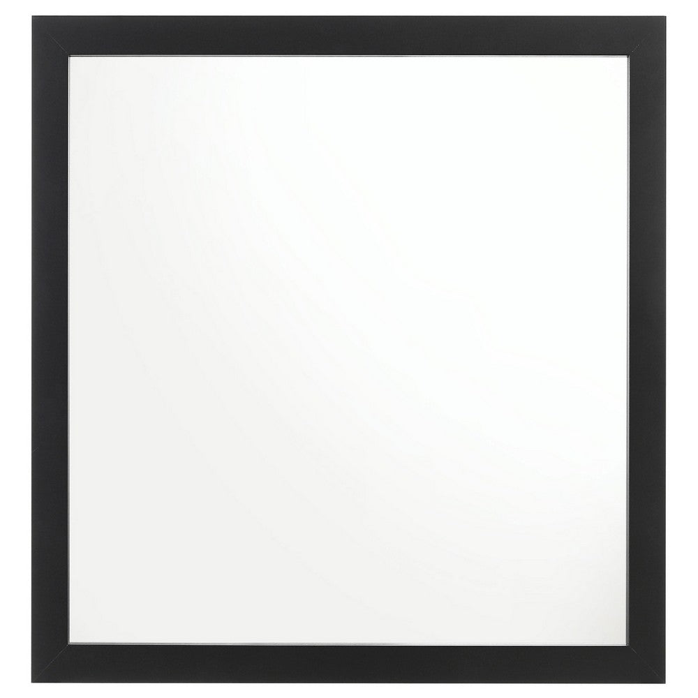 Dle Rectangular Dresser Mirror, Flush Frame, Flat Glass, Black Wood