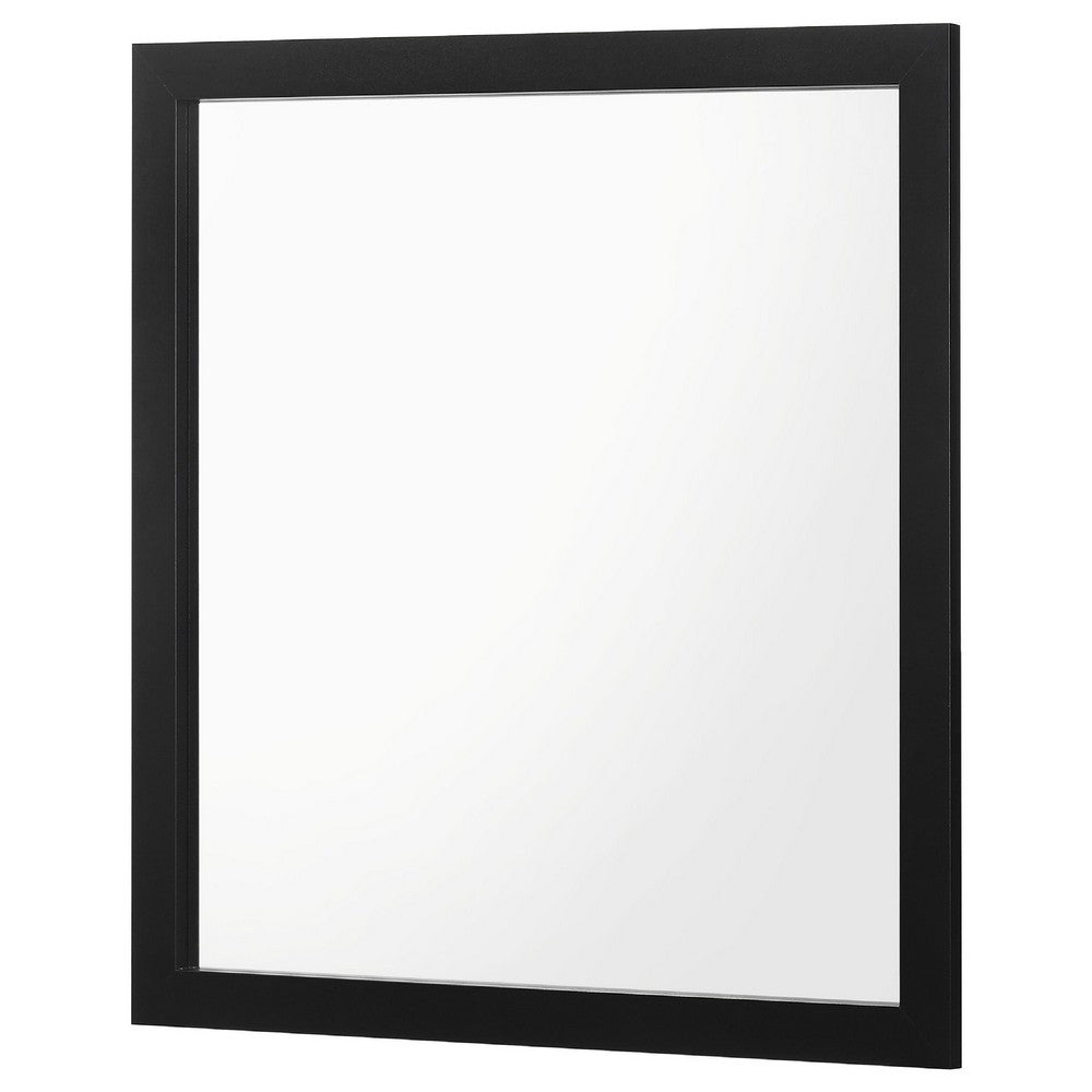 Dle Rectangular Dresser Mirror, Flush Frame, Flat Glass, Black Wood