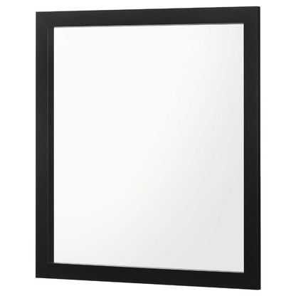 Dle Rectangular Dresser Mirror, Flush Frame, Flat Glass, Black Wood