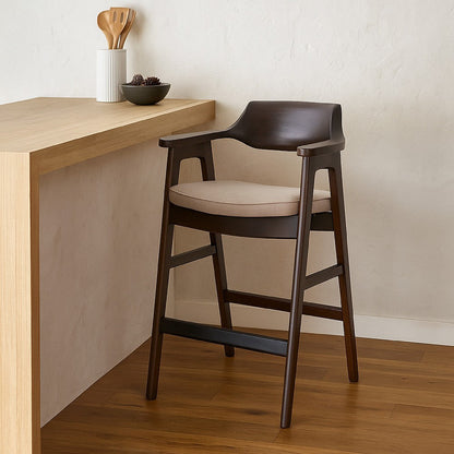 Zsy Dining Armchair, Sand White, Java Brown Birch Wood, Curved Back