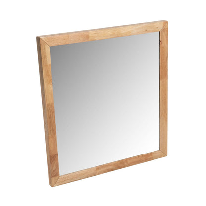 Noe Malia Mirror, 40 Inch Rectangular Rubberwood Frame, Natural Brown