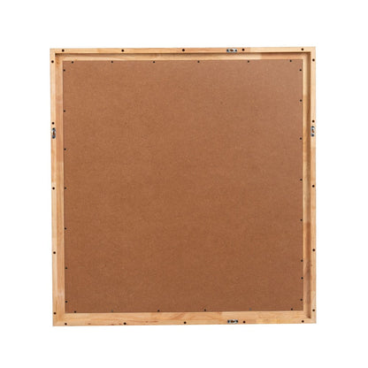 Noe Malia Mirror, 40 Inch Rectangular Rubberwood Frame, Natural Brown