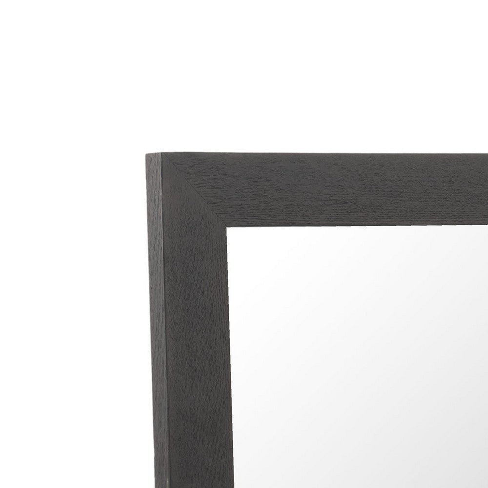Cid Exie Mirror, 39 Inch Matte Brown Veneer Frame, Silver Accents