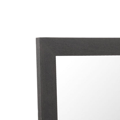 Cid Exie Mirror, 39 Inch Matte Brown Veneer Frame, Silver Accents