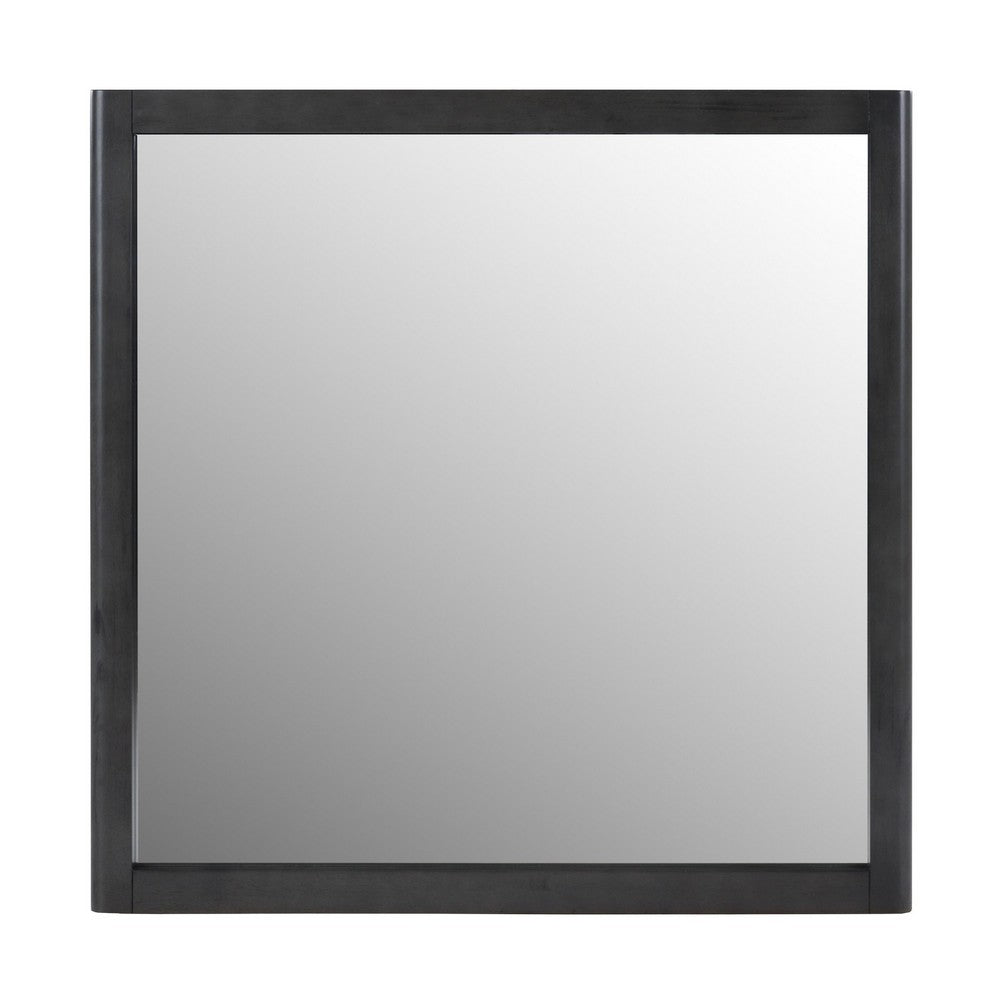 Noe Celia Dresser Mirror, Retro Luxe Gray Solid Wood Frame, 40 Inch