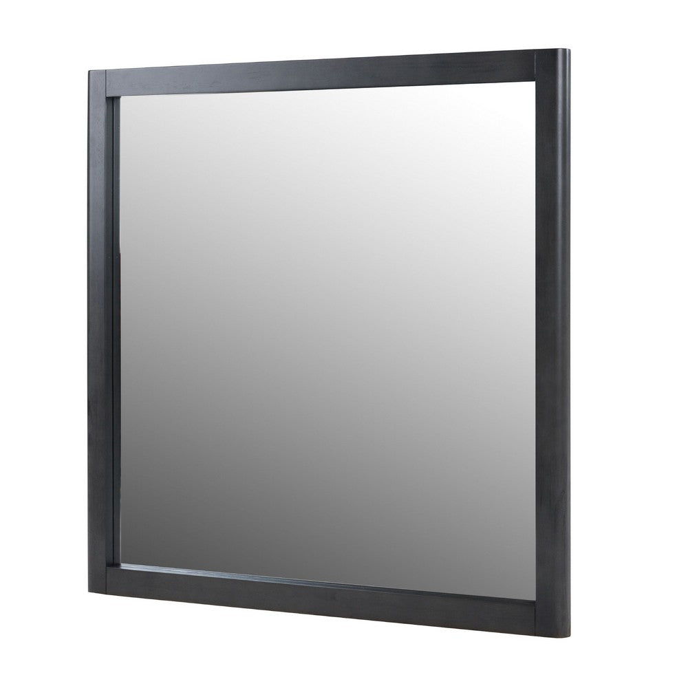 Noe Celia Dresser Mirror, Retro Luxe Gray Solid Wood Frame, 40 Inch