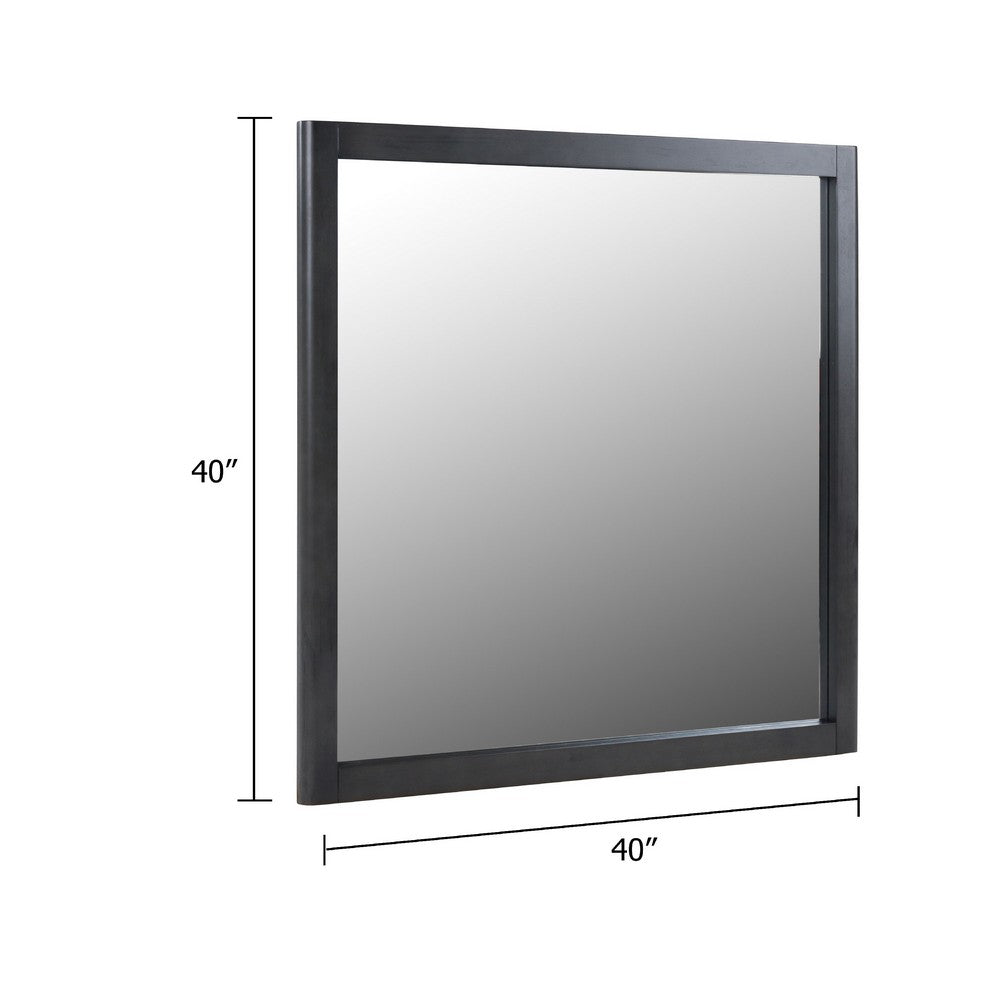Noe Celia Dresser Mirror, Retro Luxe Gray Solid Wood Frame, 40 Inch