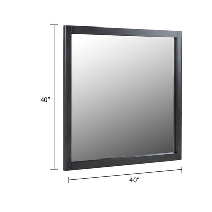 Noe Celia Dresser Mirror, Retro Luxe Gray Solid Wood Frame, 40 Inch