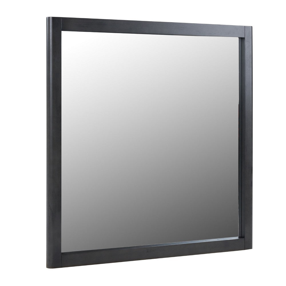 Noe Celia Dresser Mirror, Retro Luxe Gray Solid Wood Frame, 40 Inch