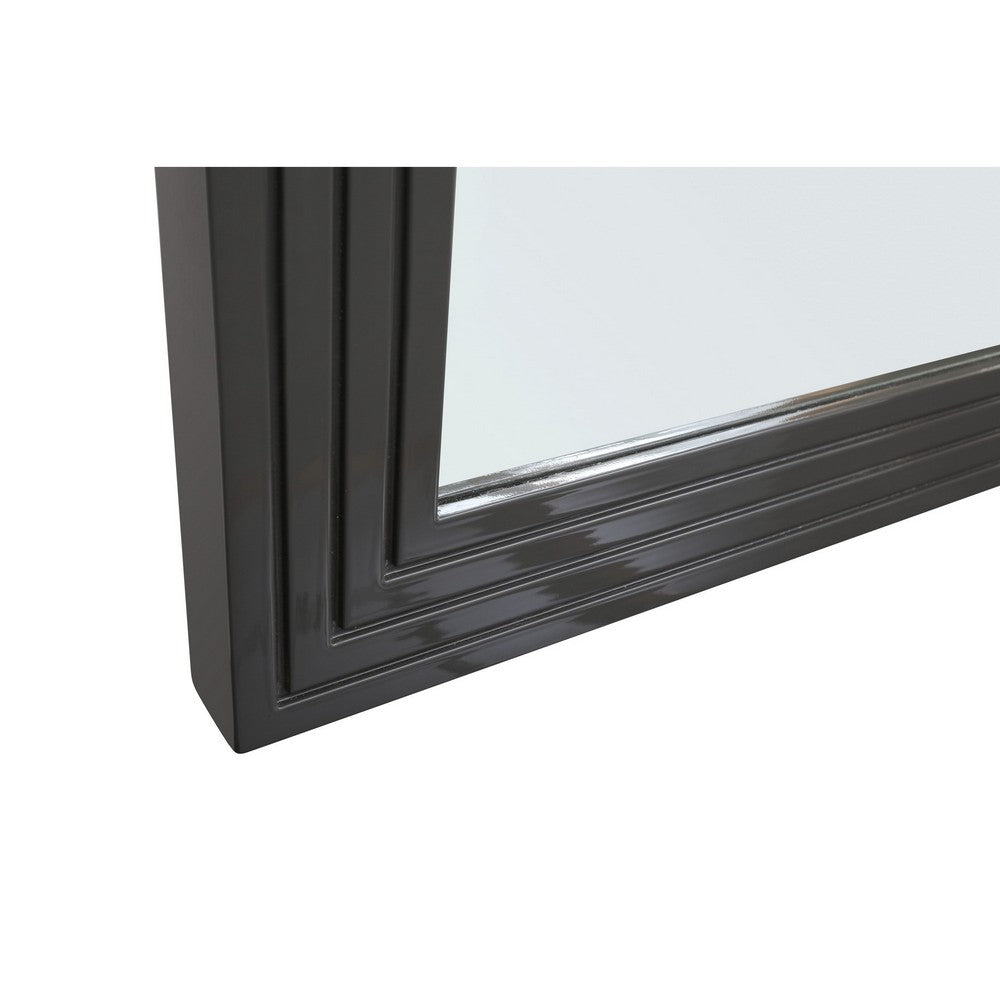 Cid Resu Dresser Mirror, Gray Slatted Frame, 41 Inch, Engineered Wood
