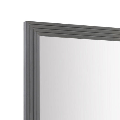 Cid Resu Dresser Mirror, Gray Slatted Frame, 41 Inch, Engineered Wood