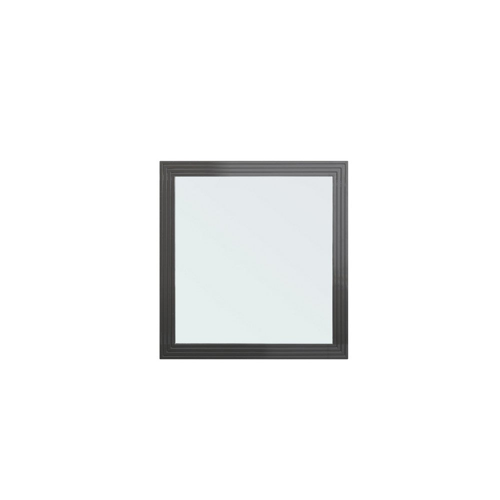 Cid Resu Dresser Mirror, Gray Slatted Frame, 41 Inch, Engineered Wood