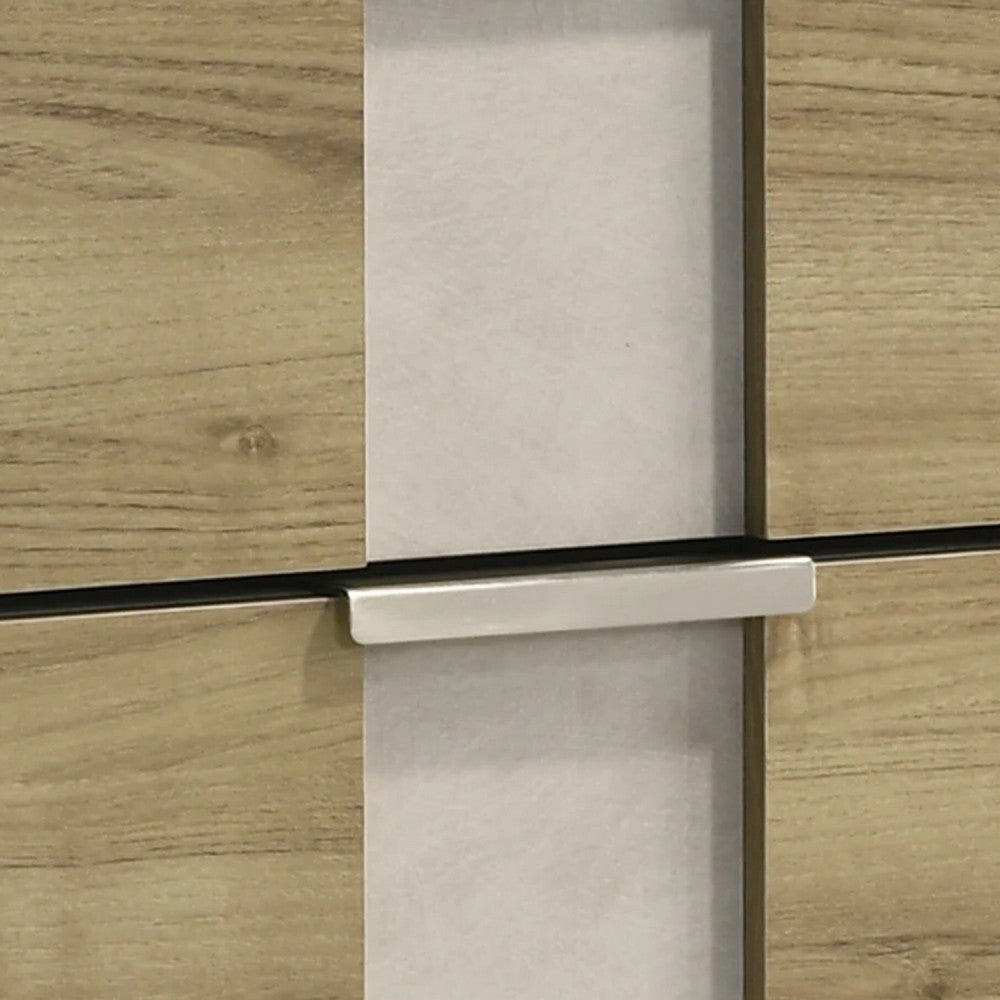 Amey Nightstand with 2 Drawers, White Trim and Driftwood Brown Finish