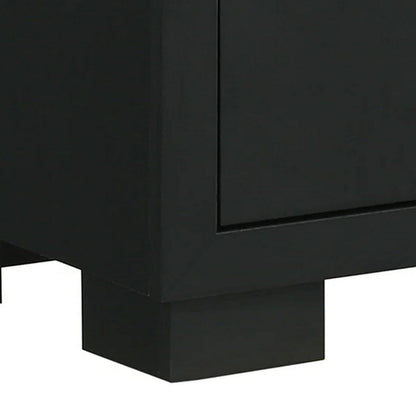 Amey 2 Drawer Nightstand, White Marble Trim, Black Wood