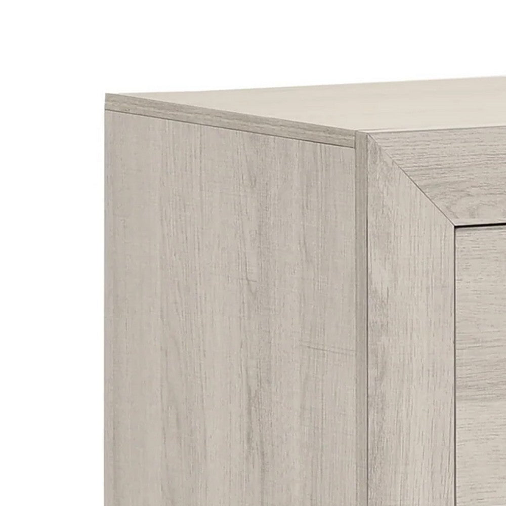 Cuzzy Nightstand with 2 Drawers, Black Metal, Natural White Wood