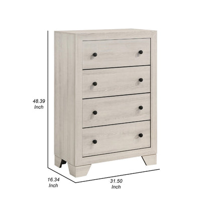 Cuzzy Tall Dresser Chest with 4 Drawers, Natural White Wood