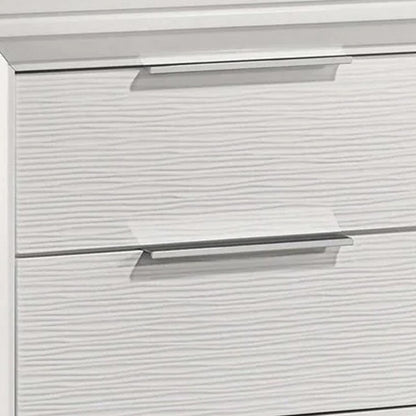 Ressy Nightstand with 2 Drawer, Silver Metal, Contemporary White Wood