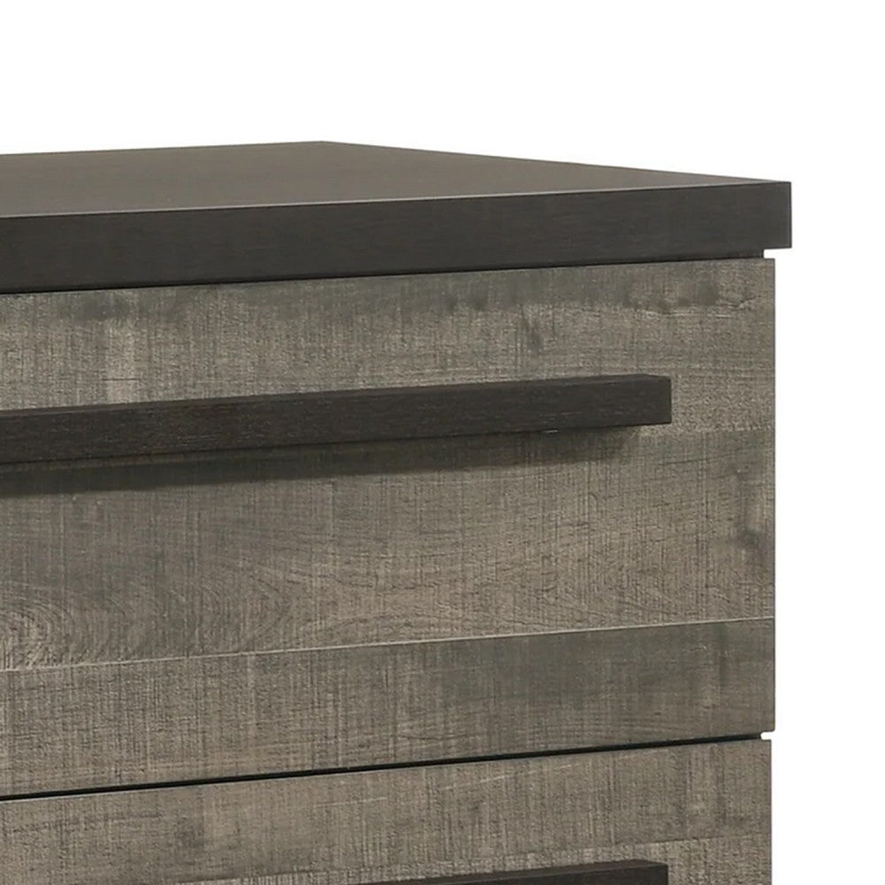 Ruthe Tall Dresser Chest with 4 Drawers, Ebony Black, Gray Wood