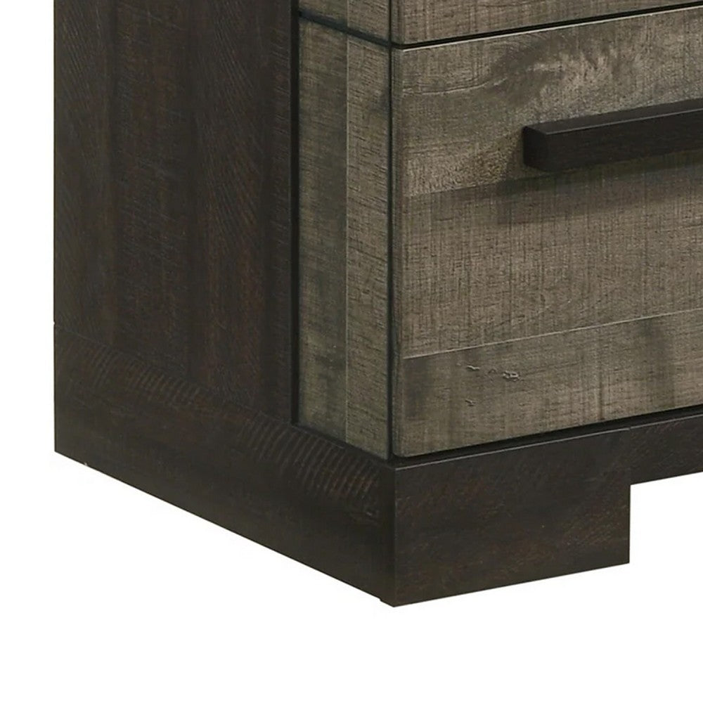 Ruthe Tall Dresser Chest with 4 Drawers, Ebony Black, Gray Wood