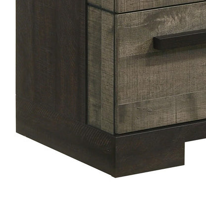 Ruthe Tall Dresser Chest with 4 Drawers, Ebony Black, Gray Wood