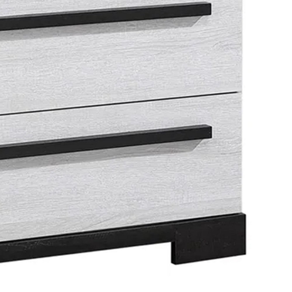 Ruthe Tall Dresser Chest with 4 Drawers, Ebony Black, White Wood