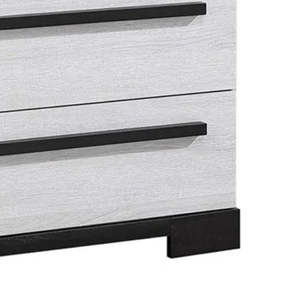 Ruthe Tall Dresser Chest with 4 Drawers, Ebony Black, White Wood