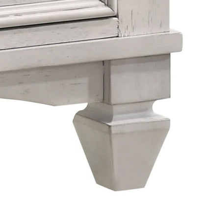 Sawz Nightstand with 3 Drawers, Charcoal Plank Top, Light Gray Wood