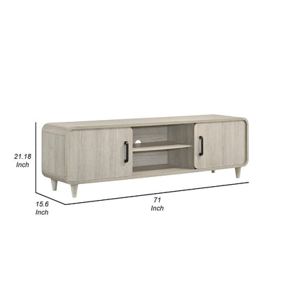 Meni TV Media Entertainment Stand, Shelves, 71 Inch Scandinavian White
