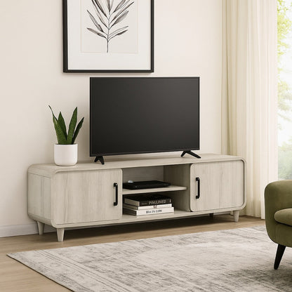 Meni TV Media Entertainment Stand, Shelves, 71 Inch Scandinavian White