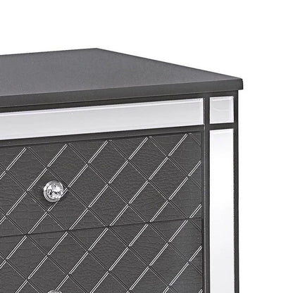 Reff Nightstand, 2 French Dovetail Drawers, Crystal Knobs, Gray